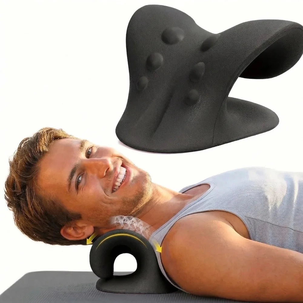 Premium Cervical Traction Device Neck Shoulder Stretcher Pillow Chiropractic Traction  Relax for Head BackPain Relief Body Massager